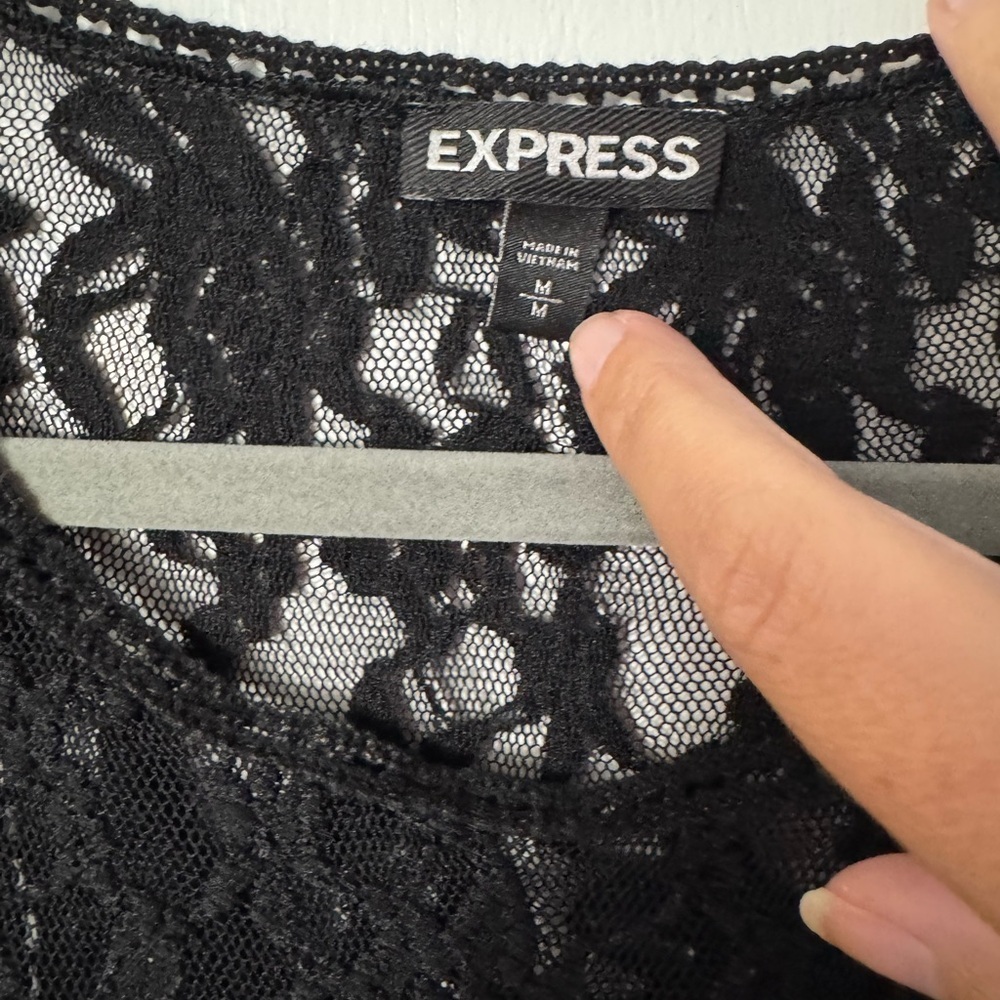 Express Black Nylon Lace Racerback Tank Top - Picture 2 of 4